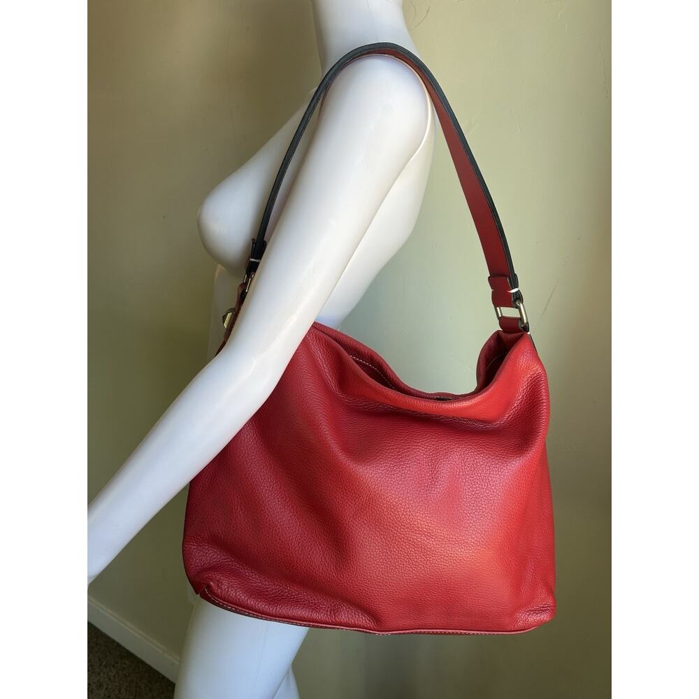 Bicchi Firenze Italian Leather Red Slouch Hobo Shoulder Bag Large Pebbled